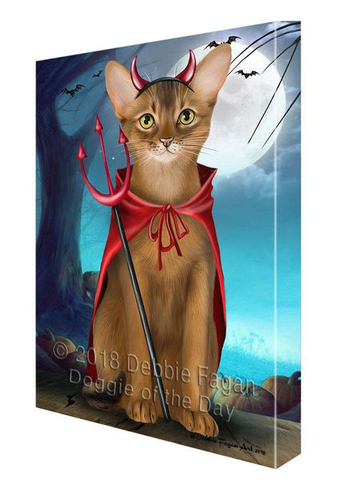 Happy Halloween Trick or Treat Abyssinian Cat Devil Canvas Print Wall Art Décor CVS89441