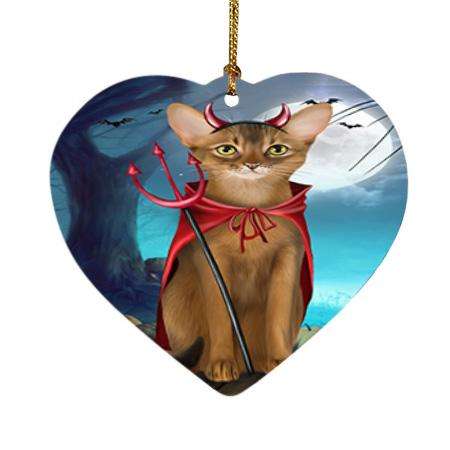 Happy Halloween Trick or Treat Abyssinian Cat Devil Heart Christmas Ornament HPOR52516