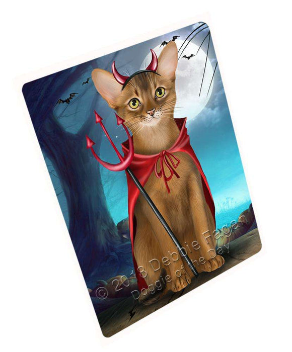 Happy Halloween Trick or Treat Abyssinian Cat Devil Large Refrigerator / Dishwasher Magnet RMAG75282
