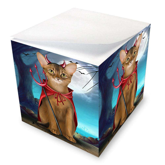 Happy Halloween Trick or Treat Abyssinian Cat Devil Note Cube NOC52516
