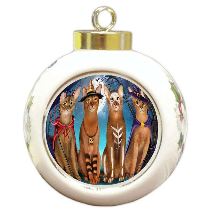 Happy Halloween Trick or Treat Abyssinian Cat Round Ball Christmas Ornament RBPOR52573