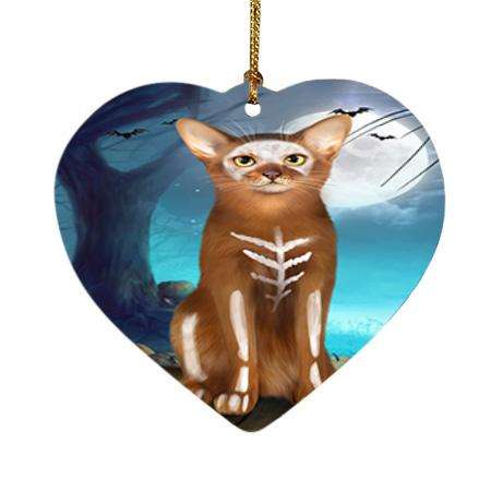 Happy Halloween Trick or Treat Abyssinian Cat Skeleton Heart Christmas Ornament HPOR52535