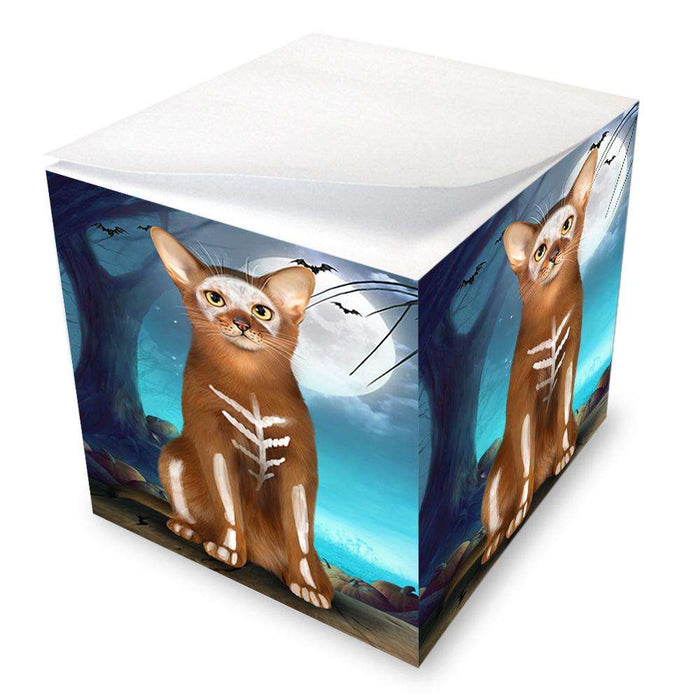 Happy Halloween Trick or Treat Abyssinian Cat Skeleton Note Cube NOC52535
