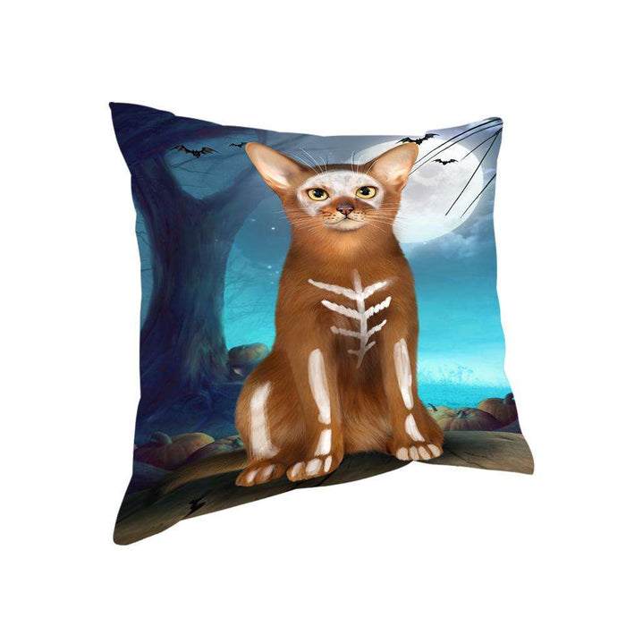 Happy Halloween Trick or Treat Abyssinian Cat Skeleton Pillow PIL66296