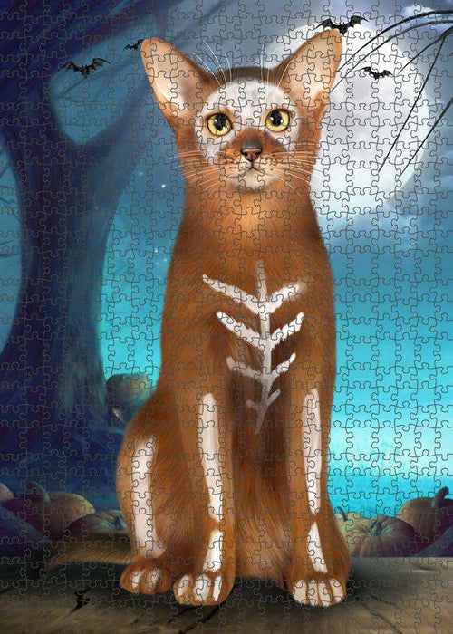 Happy Halloween Trick or Treat Abyssinian Cat Skeleton Puzzle  PUZL61536