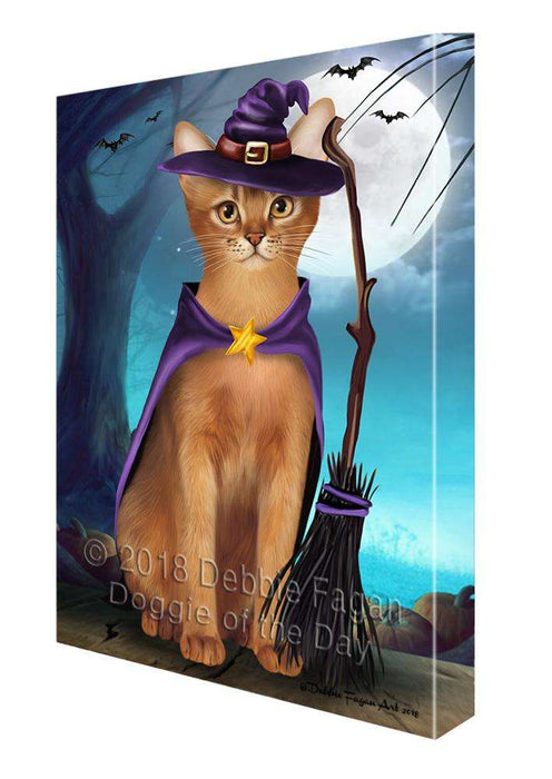 Happy Halloween Trick or Treat Abyssinian Cat Witch Canvas Print Wall Art Décor CVS89783