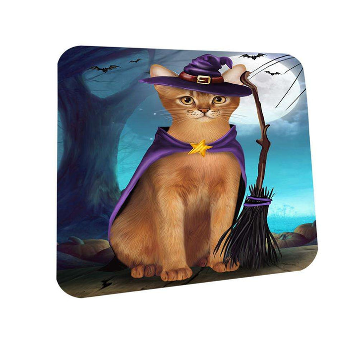Happy Halloween Trick or Treat Abyssinian Cat Witch Coasters Set of 4 CST52513