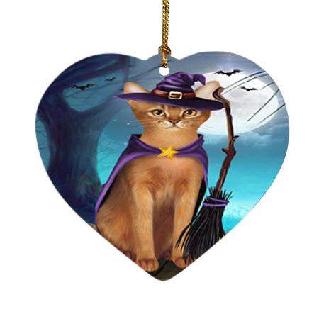 Happy Halloween Trick or Treat Abyssinian Cat Witch Heart Christmas Ornament HPOR52554