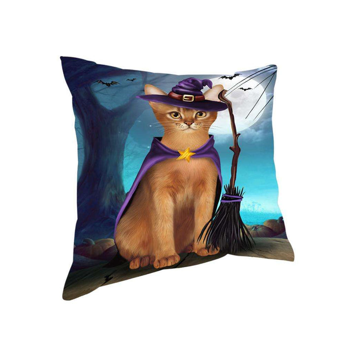 Happy Halloween Trick or Treat Abyssinian Cat Witch Pillow PIL66372
