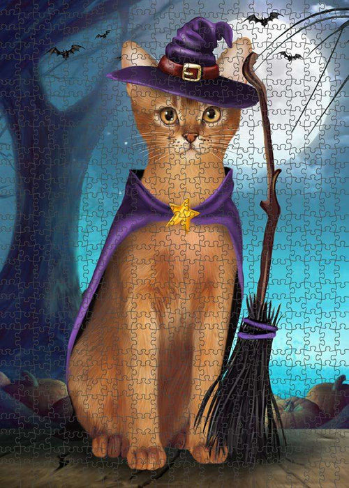 Happy Halloween Trick or Treat Abyssinian Cat Witch Puzzle with Photo Tin PUZL61593