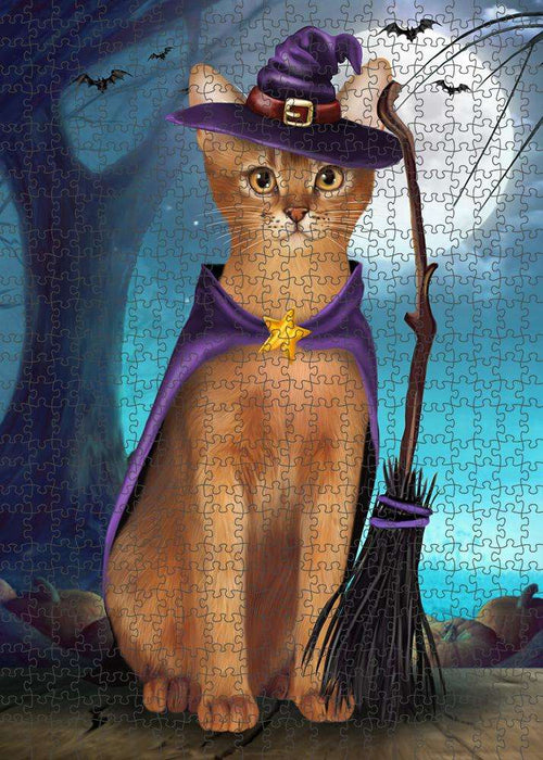 Happy Halloween Trick or Treat Abyssinian Cat Witch Puzzle  PUZL61593