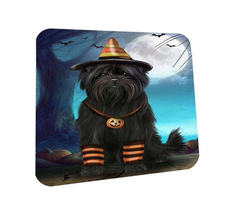 Happy Halloween Trick or Treat Affenpinscher Dog Candy Corn Coasters Set of 4 CST52457