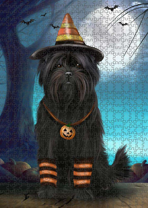 Happy Halloween Trick or Treat Affenpinscher Dog Candy Corn Puzzle with Photo Tin PUZL61425
