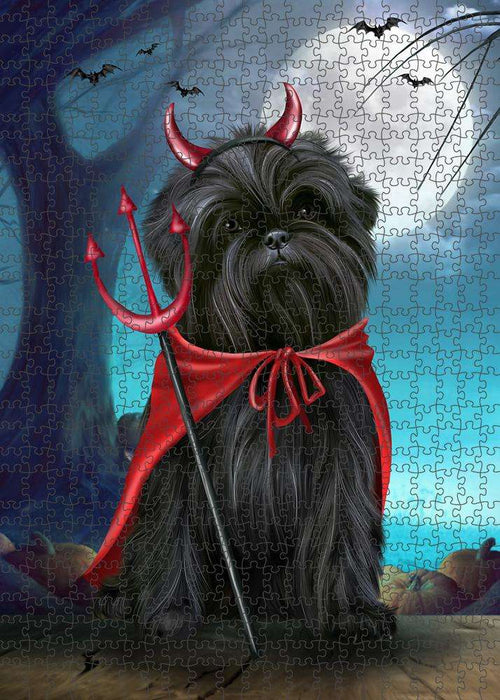 Happy Halloween Trick or Treat Affenpinscher Dog Devil Puzzle with Photo Tin PUZL61482
