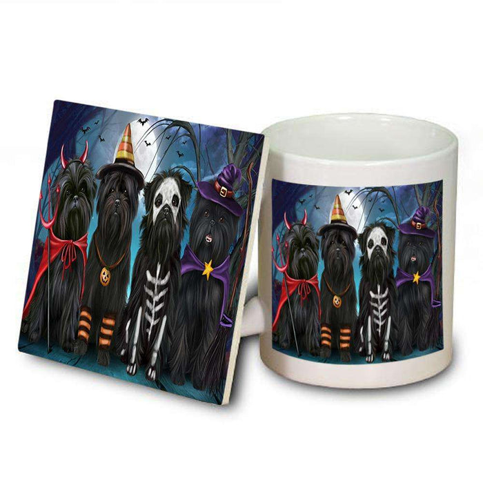 Happy Halloween Trick or Treat Affenpinscher Dog Mug and Coaster Set MUC52566