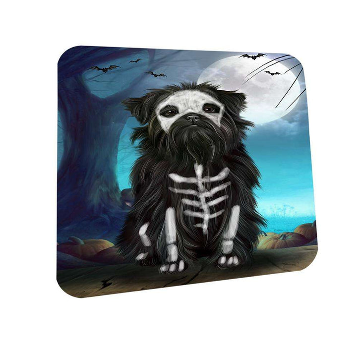 Happy Halloween Trick or Treat Affenpinscher Dog Skeleton Coasters Set of 4 CST52495
