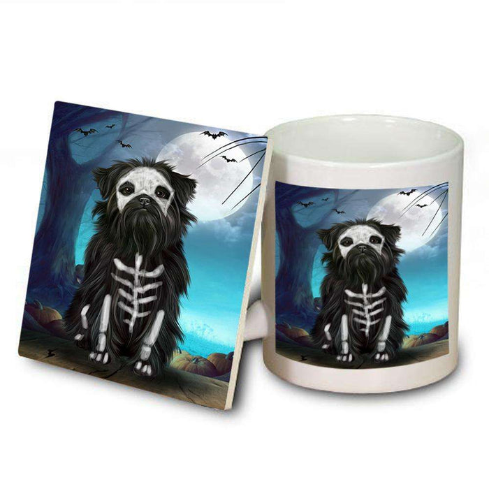 Happy Halloween Trick or Treat Affenpinscher Dog Skeleton Mug and Coaster Set MUC52528