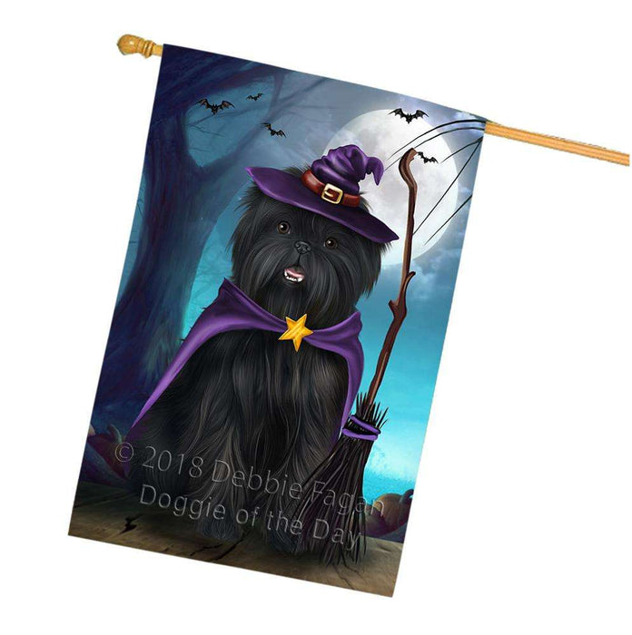 Happy Halloween Trick or Treat Affenpinscher Dog Witch House Flag FLG52636