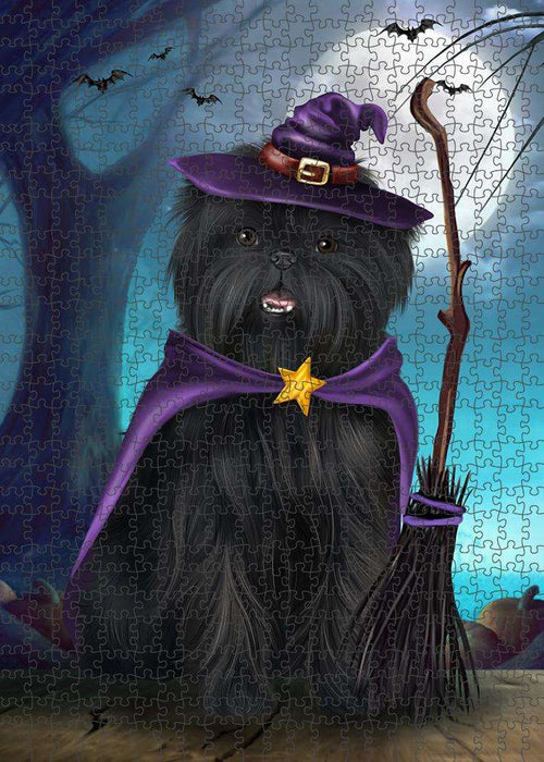 Happy Halloween Trick or Treat Affenpinscher Dog Witch Puzzle with Photo Tin PUZL61596