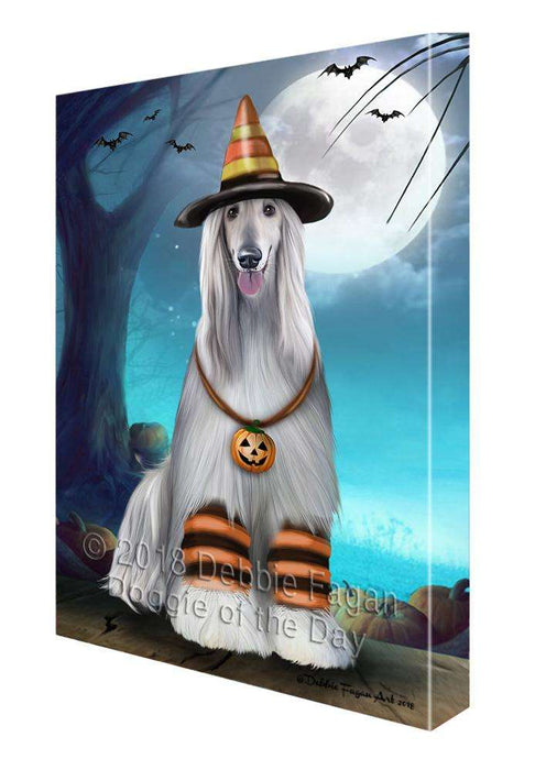 Happy Halloween Trick or Treat Afghan Hound Dog Candy Corn Canvas Print Wall Art Décor CVS89288