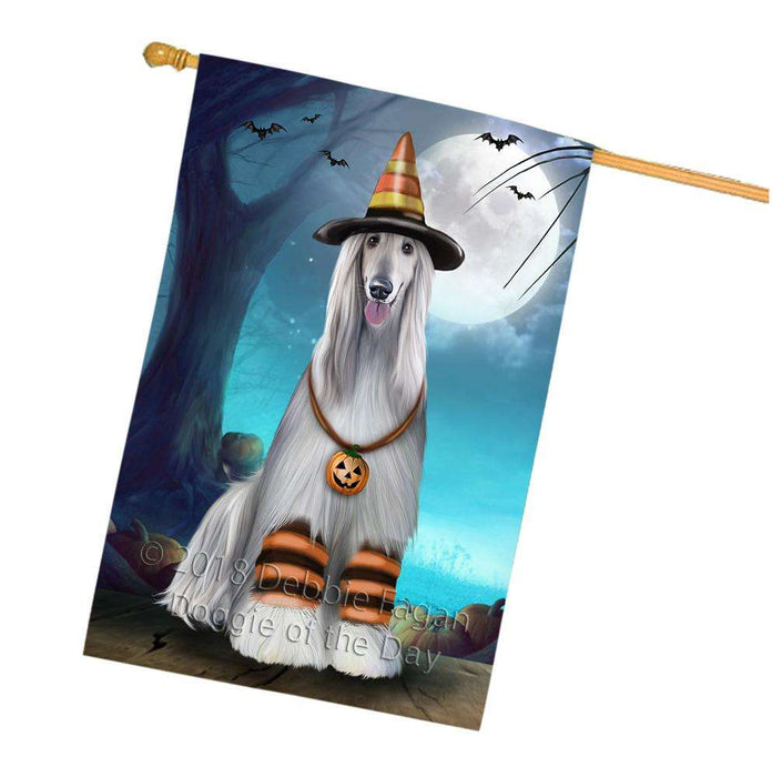 Happy Halloween Trick or Treat Afghan Hound Dog Candy Corn House Flag FLG52580