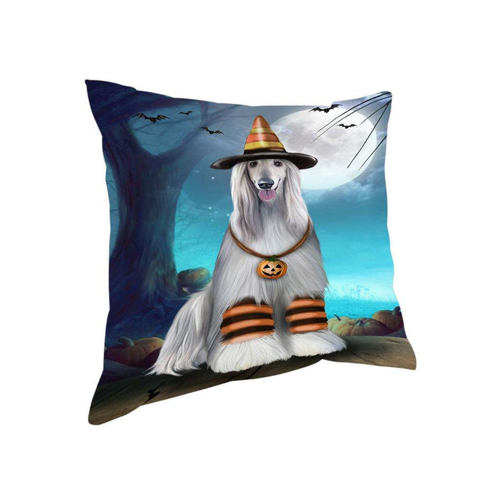 Happy Halloween Trick or Treat Afghan Hound Dog Candy Corn Pillow PIL66152