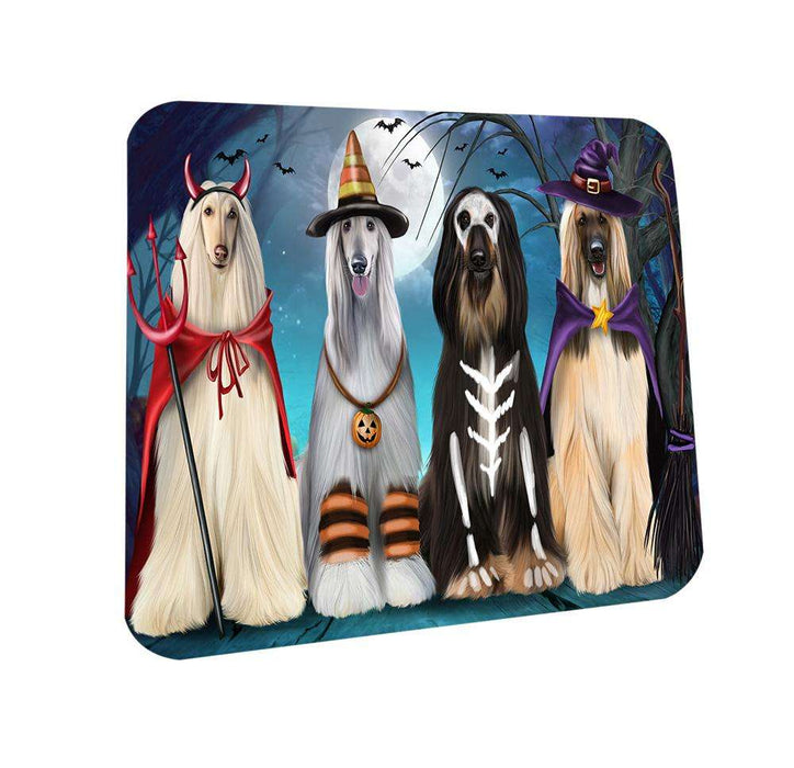 Happy Halloween Trick or Treat Afghan Hound Dog Coasters Set of 4 CST52534