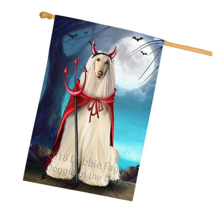 Happy Halloween Trick or Treat Afghan Hound Dog Devil House Flag FLG52599