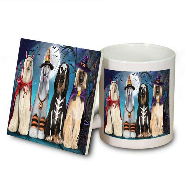 Happy Halloween Trick or Treat Afghan Hound Dog Mug and Coaster Set MUC52567
