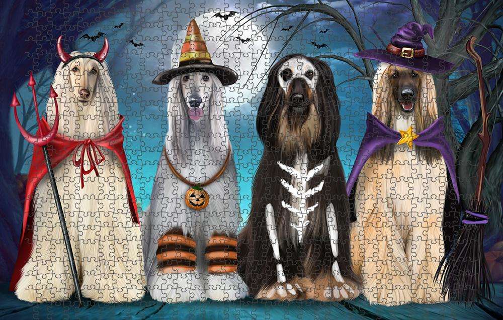 Happy Halloween Trick or Treat Afghan Hound Dog Puzzle with Photo Tin PUZL61656