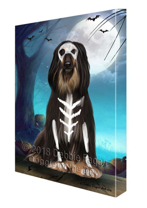 Happy Halloween Trick or Treat Afghan Hound Dog Skeleton Canvas Print Wall Art Décor CVS89630