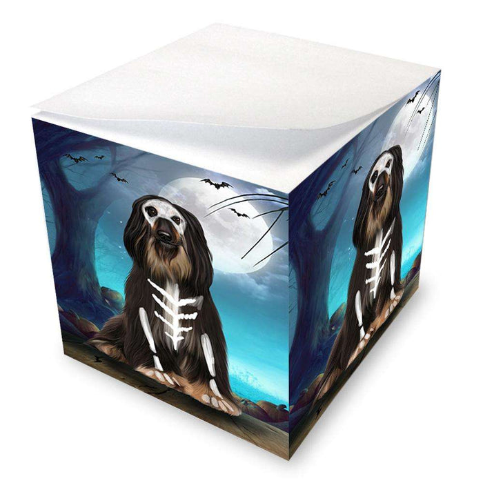 Happy Halloween Trick or Treat Afghan Hound Dog Skeleton Note Cube NOC52537