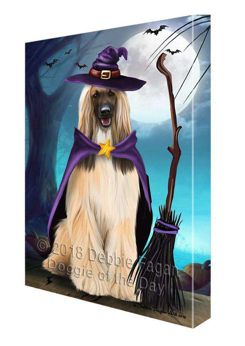 Happy Halloween Trick or Treat Afghan Hound Dog Witch Canvas Print Wall Art Décor CVS89801