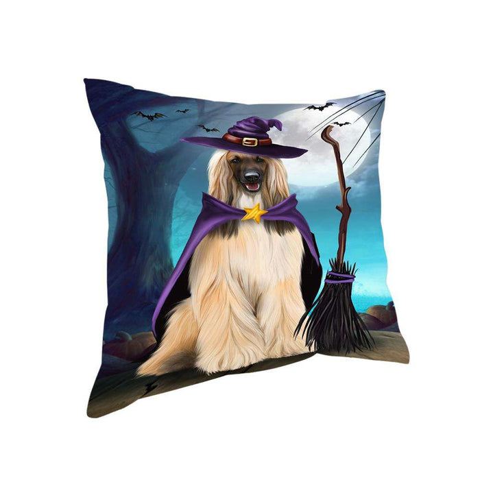 Happy Halloween Trick or Treat Afghan Hound Dog Witch Pillow PIL66380