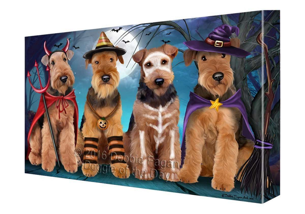 Happy Halloween Trick or Treat Airedale Dog Canvas Wall Art