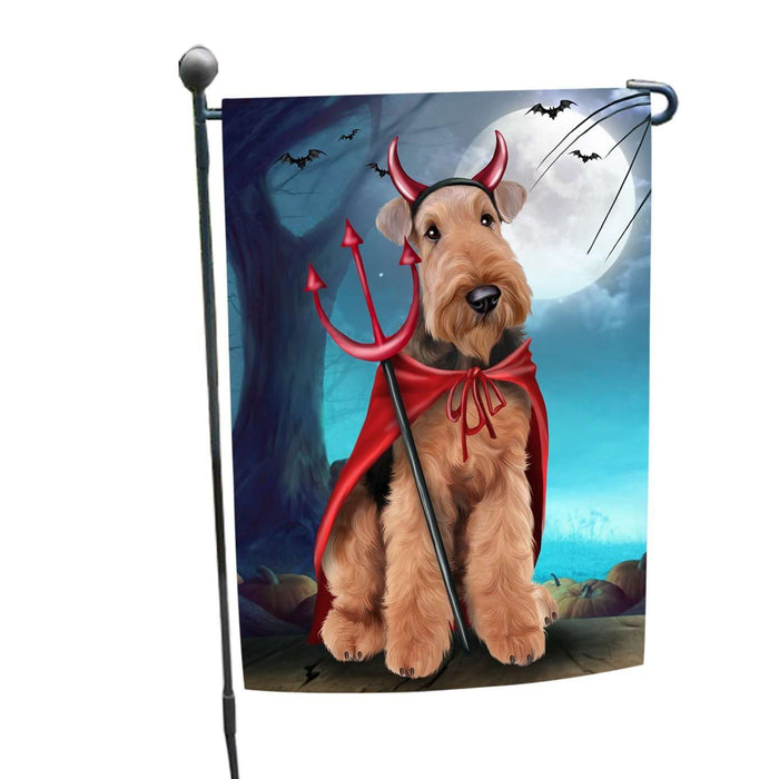 Happy Halloween Trick or Treat Airedale Dog Devil Garden Flag