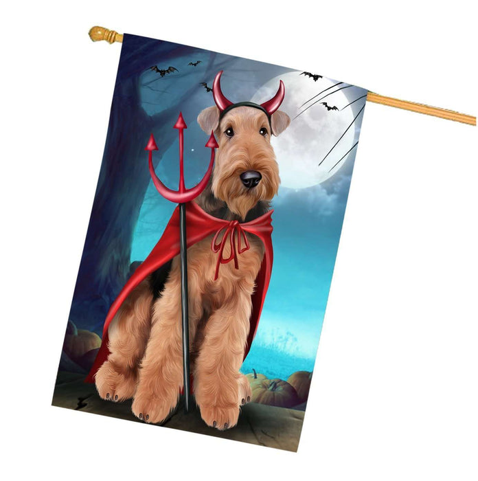 Happy Halloween Trick or Treat Airedale Dog Devil House Flag