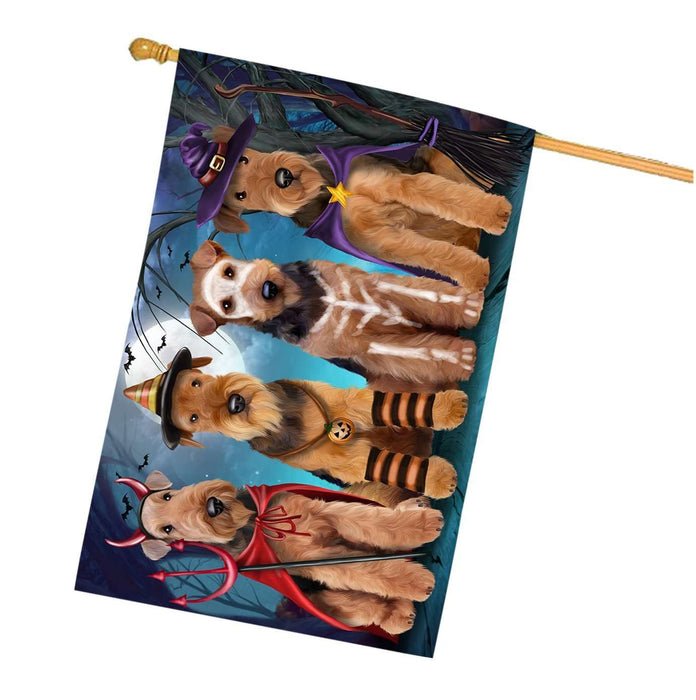 Happy Halloween Trick or Treat Airedale Dog House Flag