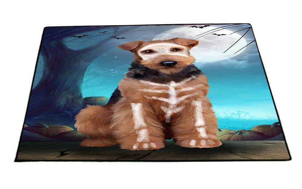 Happy Halloween Trick or Treat Airedale Dog Skeleton Indoor/Outdoor Floormat