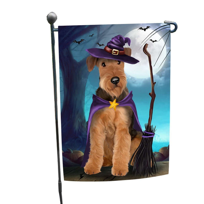 Happy Halloween Trick or Treat Airedale Dog Witch Garden Flag