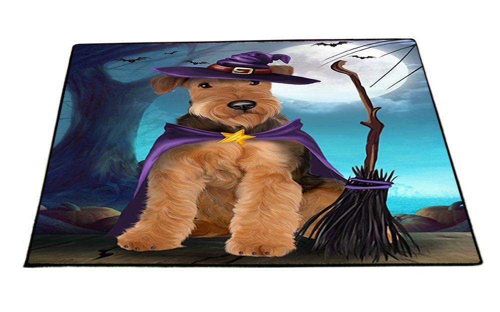 Happy Halloween Trick or Treat Airedale Dog Witch Indoor/Outdoor Floormat