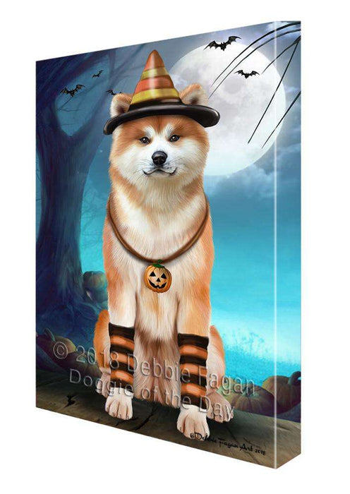 Happy Halloween Trick or Treat Akita Dog Candy Corn Canvas Print Wall Art Décor CVS89297