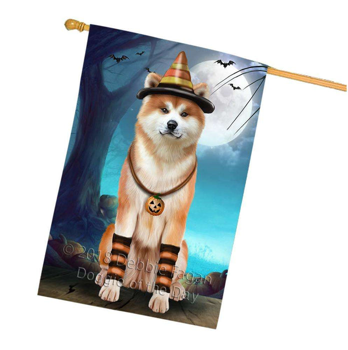 Happy Halloween Trick or Treat Akita Dog Candy Corn House Flag FLG52581