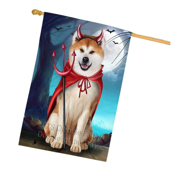 Happy Halloween Trick or Treat Akita Dog Devil House Flag FLG52600