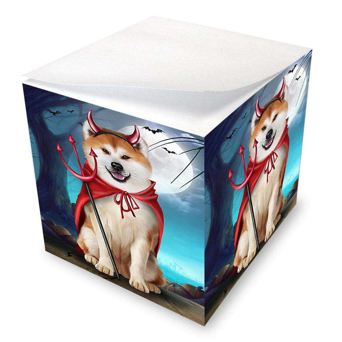 Happy Halloween Trick or Treat Akita Dog Devil Note Cube NOC52519