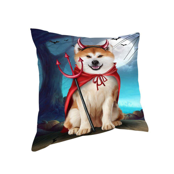 Happy Halloween Trick or Treat Akita Dog Devil Pillow PIL66232