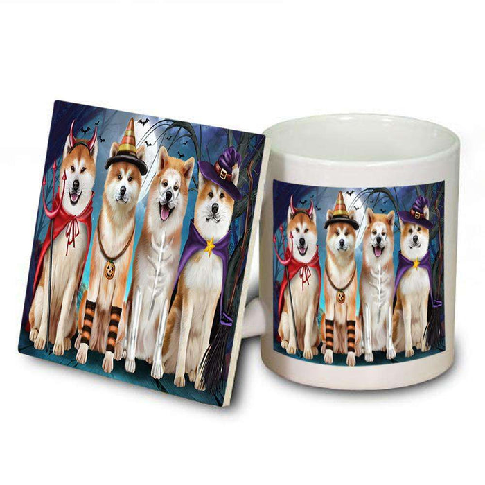 Happy Halloween Trick or Treat Akita Dog Mug and Coaster Set MUC52568