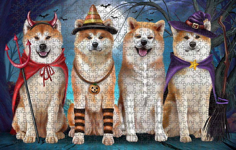 Happy Halloween Trick or Treat Akita Dog Puzzle with Photo Tin PUZL61659