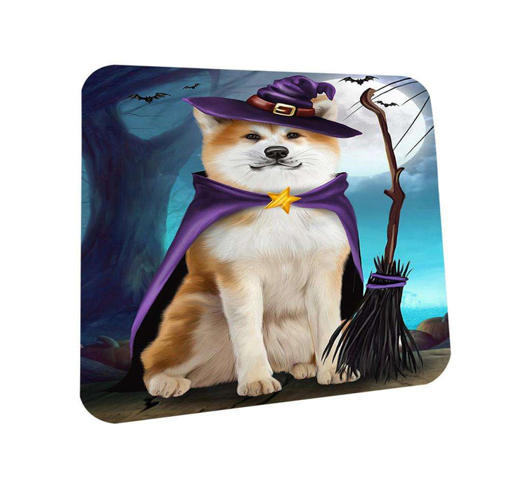 Happy Halloween Trick or Treat Akita Dog Witch Coasters Set of 4 CST52516