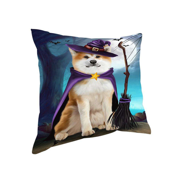 Happy Halloween Trick or Treat Akita Dog Witch Pillow PIL66384